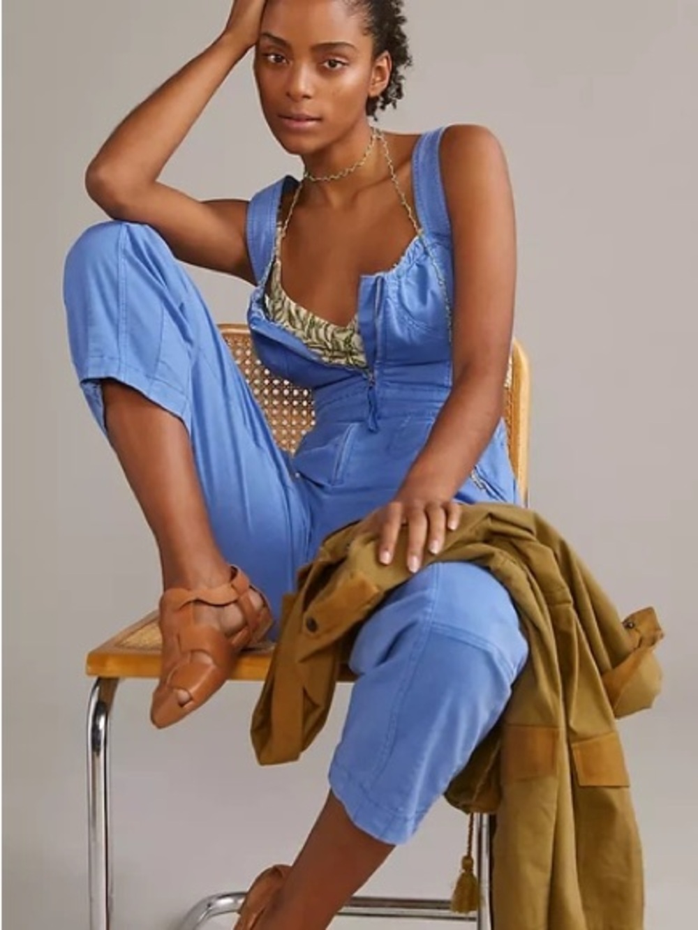 By ANTHROPOLOGIE Bustier Jumpsuit in Blue